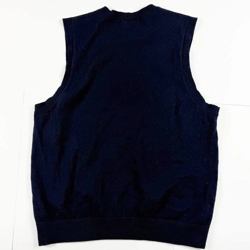 L.L. Bean Men's Dark Blue V-Neck Sweater‎ Vest Cashmere Blend M